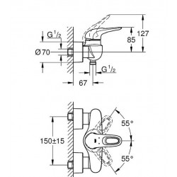 Grohe Mitigeur douche Eurostyle Entraxe 150 ± 15 mm Kobleo