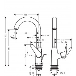 Hansgrohe Mitigeur lavabo 240 Novus bec pivotant 120° tirette etVidage finition  Kobleo