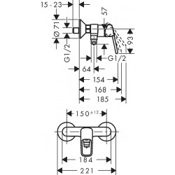 Hansgrohe Mitigeur bidet Logis Loop 119mm tirette etVidage synthétique finition  Kobleo