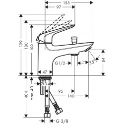 Hansgrohe Mitigeur bain/douche Novus C2 monotrou avec cartouche à 2 vitesses chr Kobleo