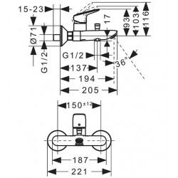 Hansgrohe Mitigeur bain-douche Logis ÉCO C3 Entraxe : 150 mm Kobleo