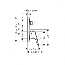 Hansgrohe Mitigeur bain/douche mural encastré chromé Logis Kobleo
