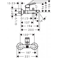 Hansgrohe Mitigeur bain/douche Logis Loop C2 194 mm avec cartouche à 2 vitesses  Kobleo