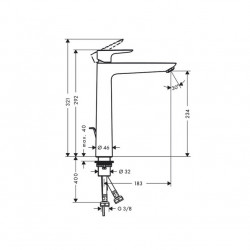 Hansgrohe Mitigeur de lavabo avec tirette et vidage 240 chromé bec fixe 5L/min T Kobleo