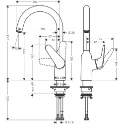 Hansgrohe Mitigeur de cuisine 220 Focus M42 1 jet finition chromé Hansgrohe Kobleo