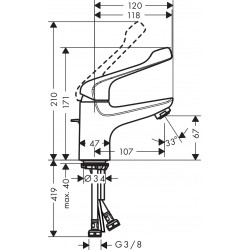 Hansgrohe Mitigeur lavabo Novus 70 Care poignée extra longue tirette etVidage ch Kobleo