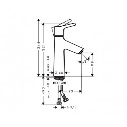 Hansgrohe Mitigeur lavabo 100 CoolStart chromé bec fixe 5L/min Talis S Kobleo