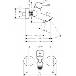 Hansgrohe Mitigeur bain/douche Talis S longueur 166 mm chromé Hansgrohe Kobleo