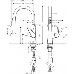 Hansgrohe Mitigeur de cuisine 200 Talis M51 avec douchette extractible 2 jets ch Kobleo