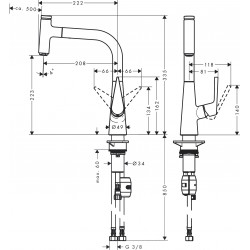 Hansgrohe Mitigeur cuisine Talis Select M51 220 avec douchette extractible 1 jet Kobleo