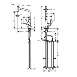 Hansgrohe Mitigeur cuisine 320 Metris Select M71 douchette extractible 2 jets sB Kobleo