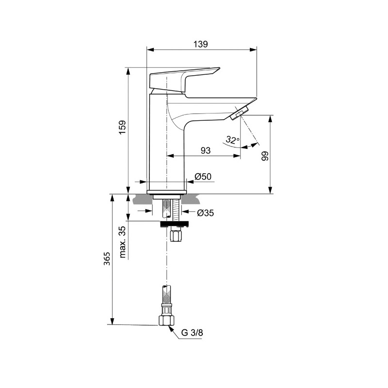 Ideal standard Mitigeur lavabo Tesi sans tirette ni vidage chromé bec fixe Kobleo Ideal standard Mitigeur lavabo Tesi sans tirette ni vidage chromé bec fixe Kobleo