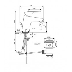Porcher Mitigeur de lavabo Okyris Cartouche Diam 38 mm C3 chromé Porcher Kobleo