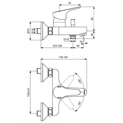 Porcher Mitigeur bain-douche mural Ulysse entraxe 150mm chromé Cartouche Diam  Kobleo
