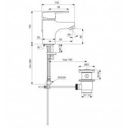 Porcher Mitigeur de lavabo monotrou Olyos Cartouche Diam 40 mm C2 chromé Vidag Kobleo