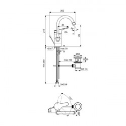 Porcher Mitigeur lavabo OLYOS col de cygne avec vidage métal C2 Porcher Kobleo
