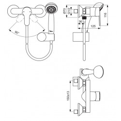 Porcher Mitigeur de douche Olyos C2 mural avec ensemble douche chromé Porcher Kobleo