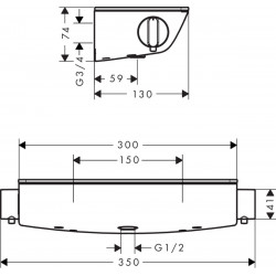 Hansgrohe Mitigeur thermostatique douche à tablette verre Ecostat Select finitio Kobleo