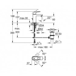 Grohe Mitigeur monocommande Lavabo Taille S chromé Eurocube Kobleo