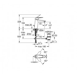 Grohe Mitigeur monocommande lavabo taille M chromé monotrou Eurodisc Cosmopo Kobleo