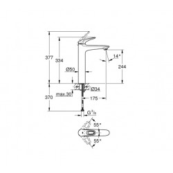 Grohe Mitigeur monocommande lavabo taille XL blanc/chromé monotrou Eurostyle Kobleo