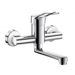 Delabie Mitigeur mécanique d'évier mural Bec plat orientable M1/2 M3/4 laito Kobleo