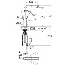 Grohe Mitigeur évier Essence bec haut douchette extractible 2 jets Superstee Kobleo Grohe Mitigeur évier Essence bec haut douchette extractible 2 jets Superstee Kobleo