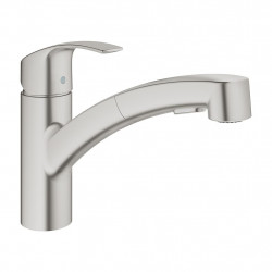 Grohe Mitigeur monocommande Evier supersteel bec bas avec limiteur débit Eur Kobleo