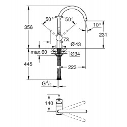 Grohe Mitigeur évier Concetto à bec haut SuperSteel 32661DC3 Grohe Kobleo Grohe Mitigeur évier Concetto à bec haut SuperSteel 32661DC3 Grohe Kobleo