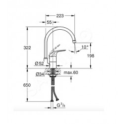 Grohe Mitigeur monocommande Evier chromé Euroeco 32752000 Grohe Kobleo Grohe Mitigeur monocommande Evier chromé Euroeco 32752000 Grohe Kobleo