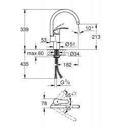 Grohe Mitigeur évier Eurosmart à bec haut SuperSteel 33202DC2 Grohe Kobleo Grohe Mitigeur évier Eurosmart à bec haut SuperSteel 33202DC2 Grohe Kobleo
