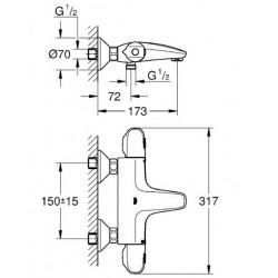 Grohe Mitigeur thermostatique bain-douche Grohtherm 1000 mural 34439003 Grohe Kobleo