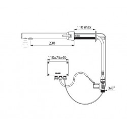 Delabie Mitigeur lavabo électronique BINOPTIC MIX M3/8 TC 110 secteur 230/12V Kobleo