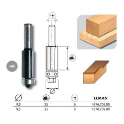Leman Mèche d'affleureuse droite diam. 9,5 l.u 25 q.6 guide 4676.709.00 Leman Kobleo