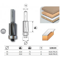 Leman Mèche d'affleureuse biaisée diam. 19 long.75 q.8 guide 5628.700.25 Leman Kobleo