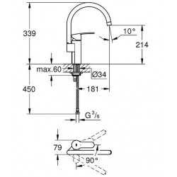 Grohe Mitigeur évier bec haut eurostyle 30220002 Grohe Kobleo Grohe Mitigeur évier bec haut eurostyle 30220002 Grohe Kobleo