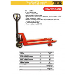 Stockman Transpalette manuel SDF25NCBVCBNN 2500kg 1150x540mm Stockman Kobleo