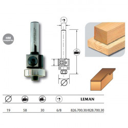 Leman Mèche d'affleureuse 2 plaquettes Diam. 19 L.u 30 q.8 guide 828.700.30 Leman Kobleo