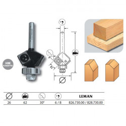Leman Mèche d'affleureuse 2 plaquettes Diam 26 pente 30° q8 guide 82873000 Leman Kobleo