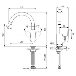 Porcher Mitigeur évier OKYRIS bec tube haut orientable C3 chromé Porcher Kobleo Porcher Mitigeur évier OKYRIS bec tube haut orientable C3 chromé Porcher Kobleo