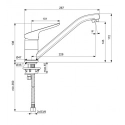 Porcher Mitigeur évier monotrou Okyris Cartouche Diam 38 mm bec orientable Kobleo Porcher Mitigeur évier monotrou Okyris Cartouche Diam 38 mm bec orientable Kobleo