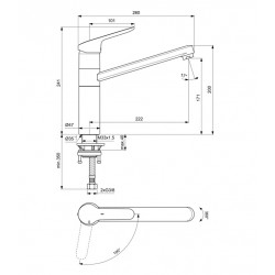 Porcher Mitigeur évier monotrou Okyris bec Orientable aérateur encastré cartou Kobleo Porcher Mitigeur évier monotrou Okyris bec Orientable aérateur encastré cartou Kobleo