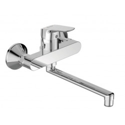 Porcher Mitigeur évier monotrou Okyris chromé Cartouche Diam 38 mm bec tube or Kobleo