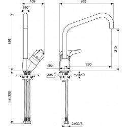 Porcher Mitigeur évier col cygne Ulysse Cartouche 38mm chromé sans tirette niV Kobleo Porcher Mitigeur évier col cygne Ulysse Cartouche 38mm chromé sans tirette niV Kobleo