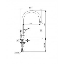 Porcher Mitigeur évier monotrou Olyos chromé bec col de cygne orientable Kobleo Porcher Mitigeur évier monotrou Olyos chromé bec col de cygne orientable Kobleo