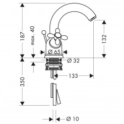 AXOR Mélangeur lavabo Carlton 130 monotrou poignées croisillons aspect chro Kobleo