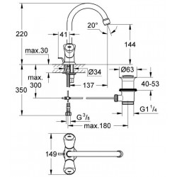 Grohe Mélangeur de lavabo bec pivotant Costa S Kobleo