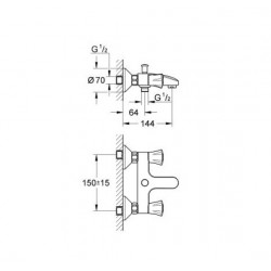 Grohe Mélangeur bain/douche chromé avec raccords Costa L Kobleo