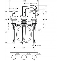 Hansgrohe Mélangeur lavabo 110 Metropol Classic 3 trous chromé/or Kobleo