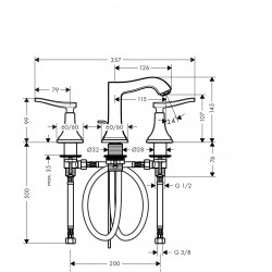 Hansgrohe Mélangeur lavabo 110 Metropol poignées manettes vidage chromé/or Kobleo